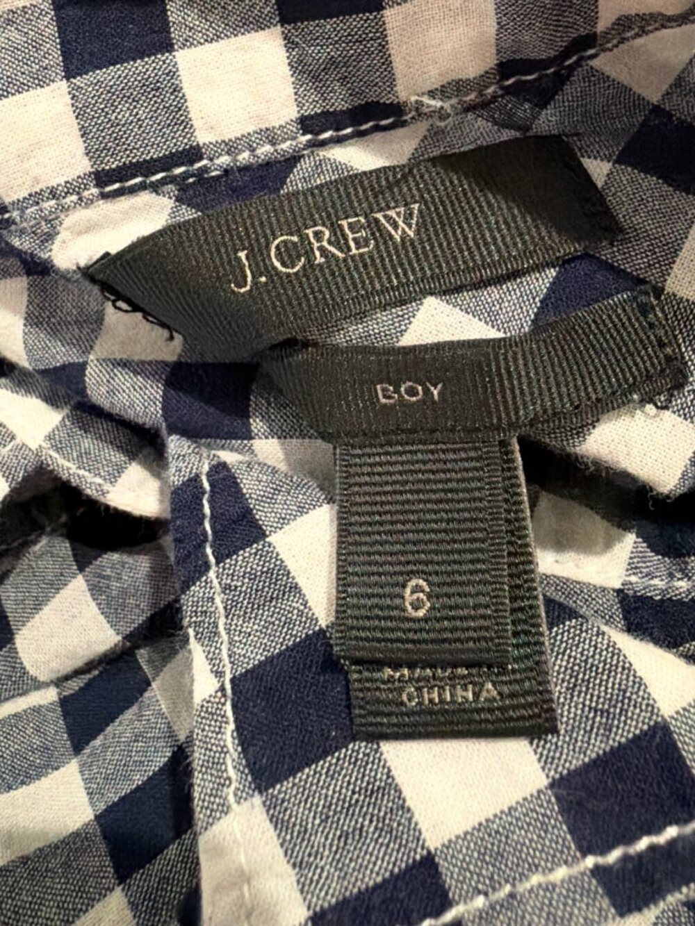 J Crew Boy Shirt Women's Size 6 Classic Preppy Blue and White Plaid Gingham - Picture 2 of 4